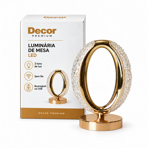 Luminária de Mesa LED Infinity Oval Dourada