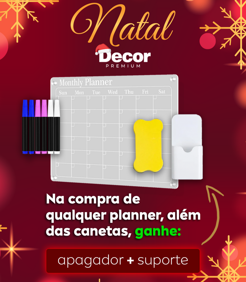 [NATAL MÁGICO]  Planner em Acrílico + Brinde (Apagador + Suporte)