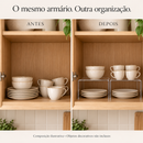 Antes e depois ilustrativo do mesmo armário com dois organizadores