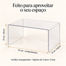 Dimensões do organizador: 31 cm de comprimento, 19 cm de largura e 15 cm de altura. Acrílico de 4 ou 5 mm.