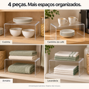 Quatro possibilidades de uso do organizador: cozinha, café, armário e lavanderia. Ambientação ilustrativa; objetos não inclusos.
