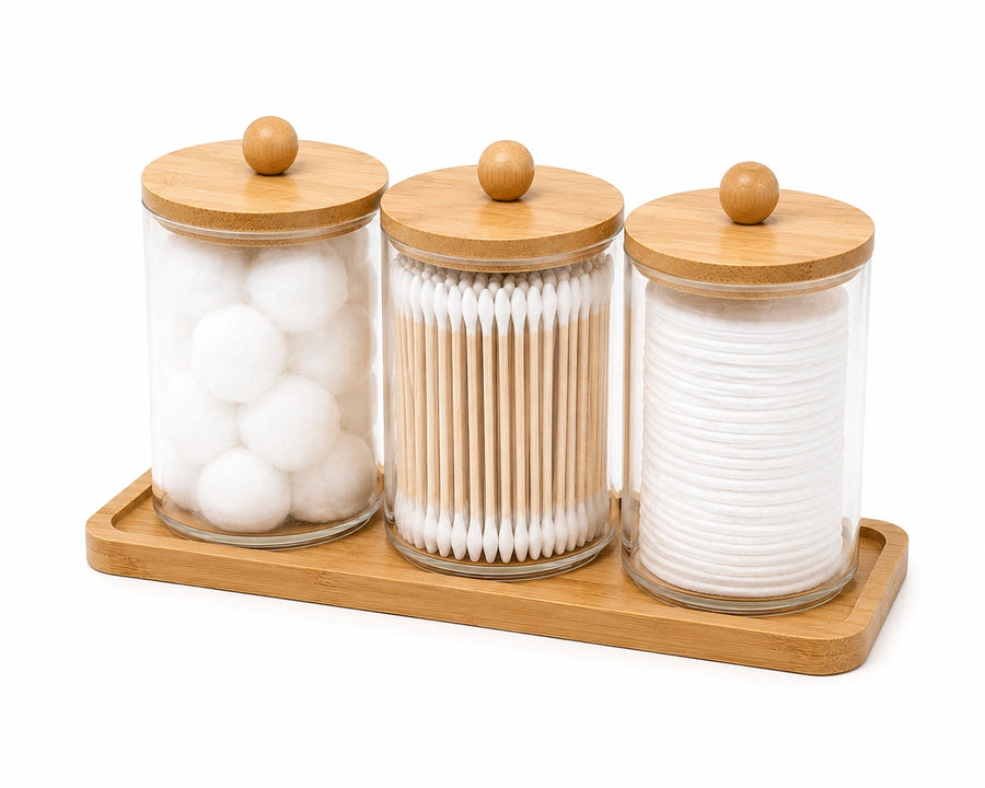 Kit 3 Organizadores Multiuso de Bambu com Bandeja